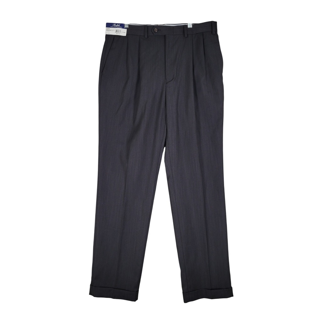 Ralph Ralph Lauren Dress Pants Mens 36W x 34L Charcoal Pleated Comfort Flex